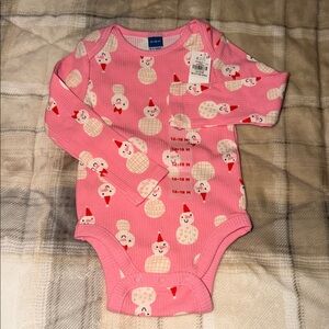 Old Navy Festive Pink Snowman Bodysuit